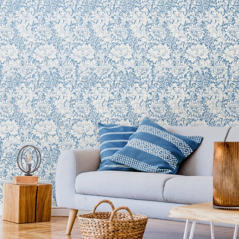 Chrysanthemum Wallpaper - Wedgewood Blue - Hoopla Walls - HWA1116WWallpaper199