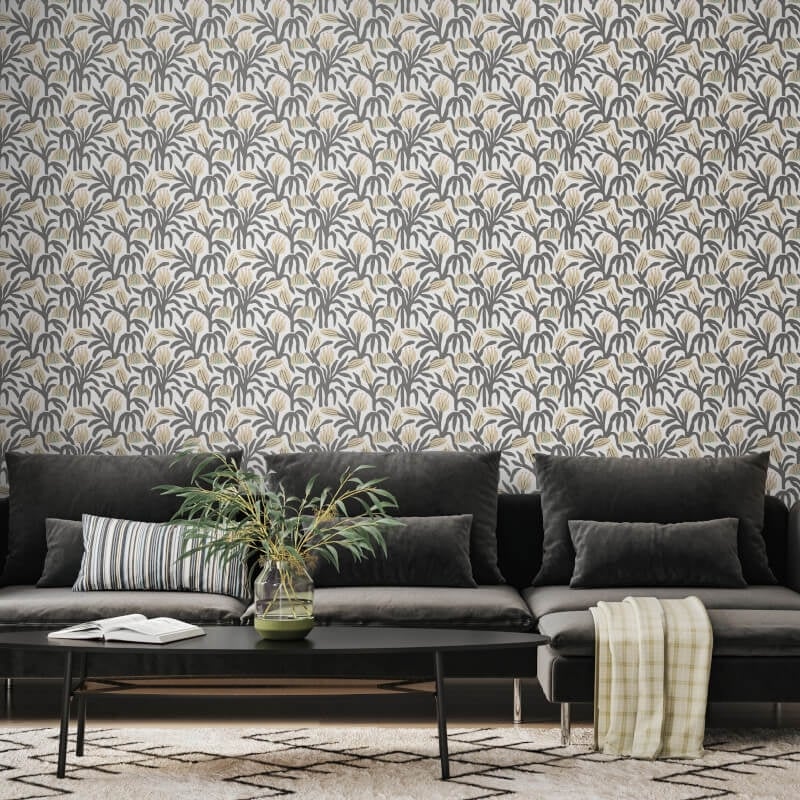 Chunky Flower Wallpaper - Charcoal - Hoopla Walls - HWA1150WWallpaper199