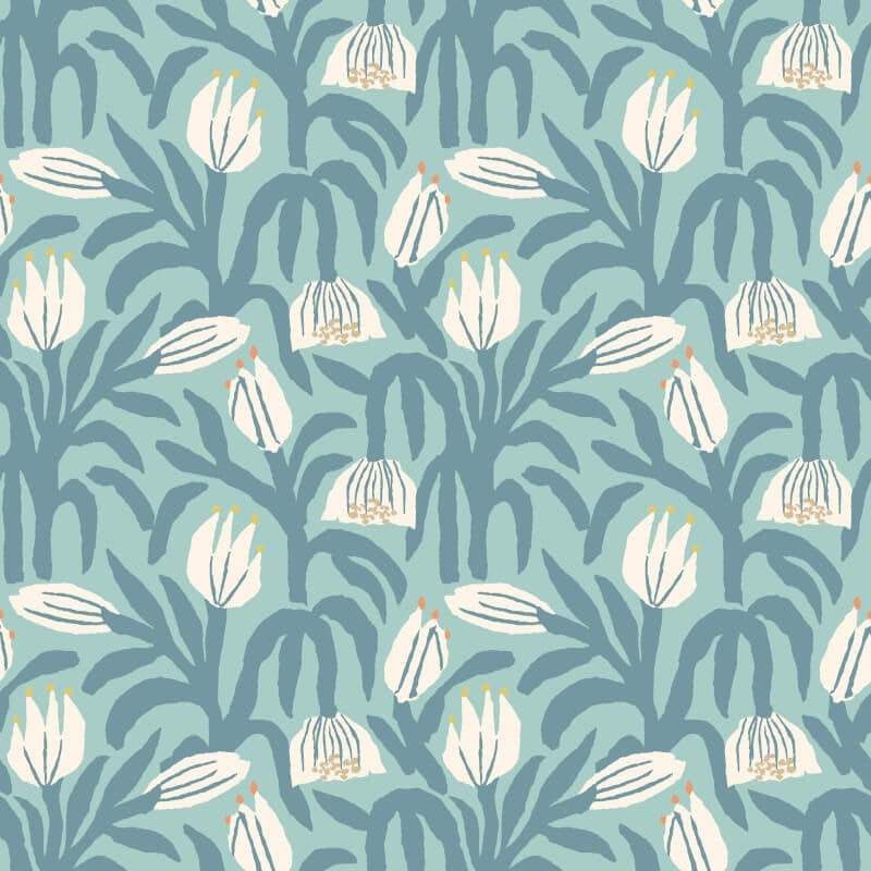 Chunky Flower Wallpaper - Denim - Hoopla Walls - HWA1148WWallpaper199