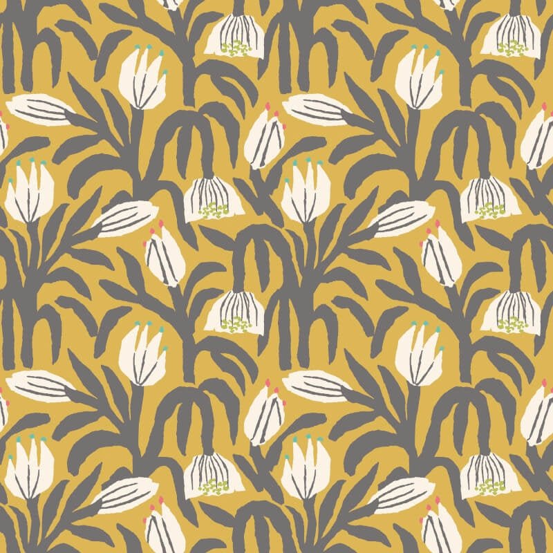 Chunky Flower Wallpaper - Mustard - Hoopla Walls - HWA1154WWallpaper199