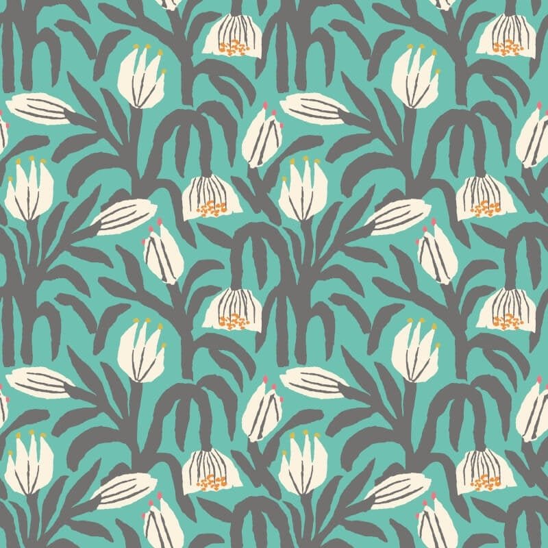 Chunky Flower Wallpaper - Teal Blue - Hoopla Walls - HWA1147WWallpaper199