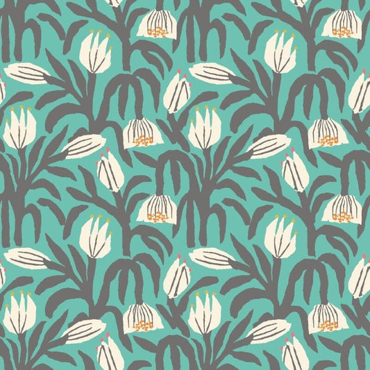 Chunky Flower Wallpaper - Teal Blue - Hoopla Walls - HWA1147WWallpaper199