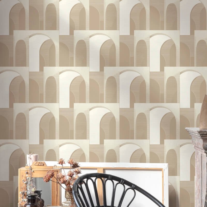 Ciara Ada Geometric Wallpaper - Natural/Cream - Grandeco - A63302Wallpaper199
