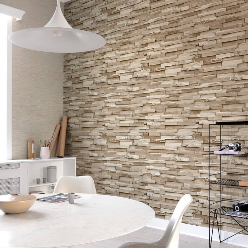 Ciara Colorado Wood Slat Effect Wallpaper - Natural - Grandeco - A64002Wallpaper199