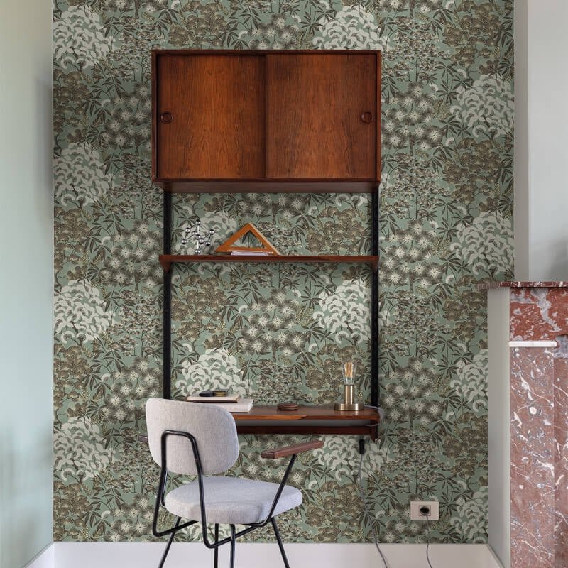 Ciara Hisae Floral Wallpaper - Green/Black - Grandeco - A63002Wallpaper199
