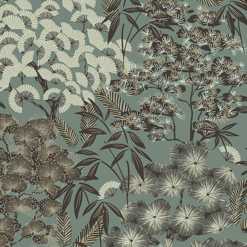 Ciara Hisae Floral Wallpaper - Green/Black - Grandeco - A63002Wallpaper199
