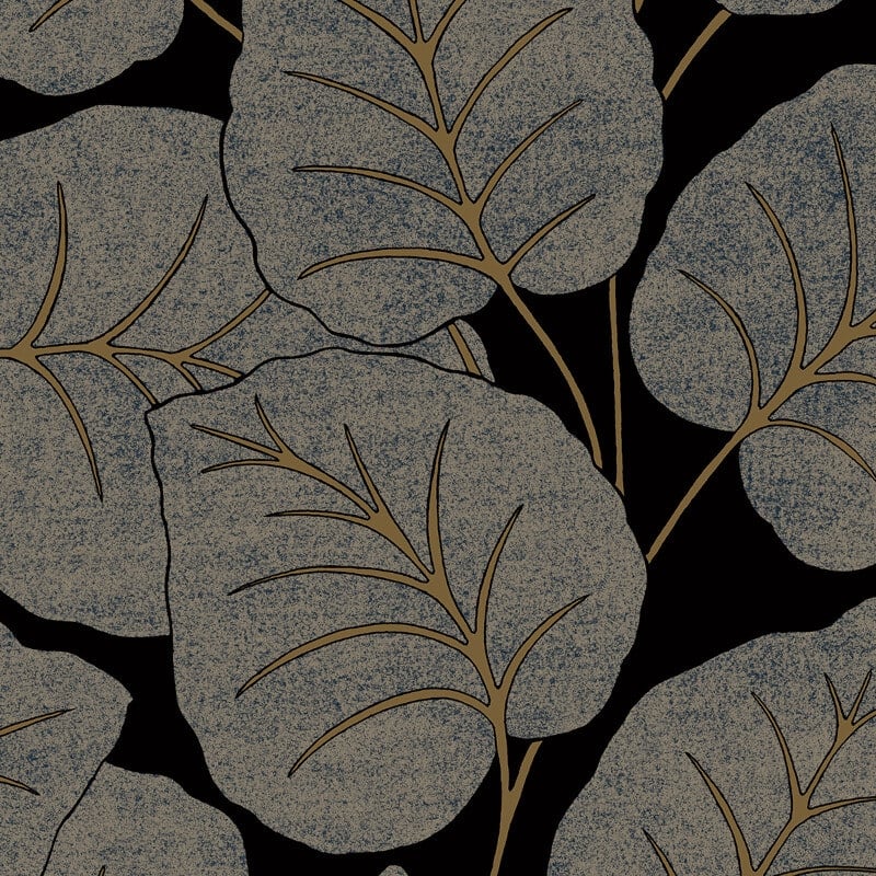 Ciara Luxor Leaf Wallpaper - Blue/Gold - Grandeco - A63503Wallpaper199