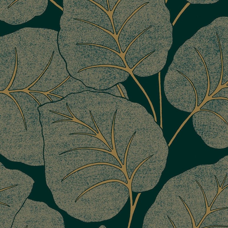 Ciara Luxor Leaf Wallpaper - Green/Gold - Grandeco - A63502Wallpaper199