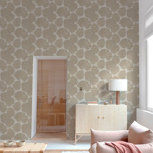 Ciara Luxor Leaf Wallpaper - Natural/Gold - Grandeco - A63501Wallpaper199