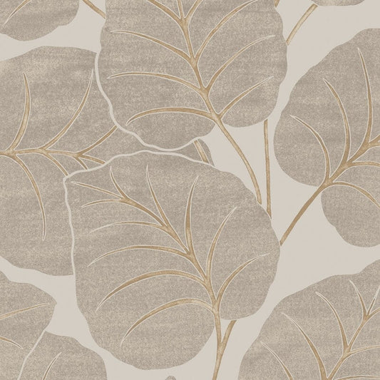 Ciara Luxor Leaf Wallpaper - Natural/Gold - Grandeco - A63501Wallpaper199