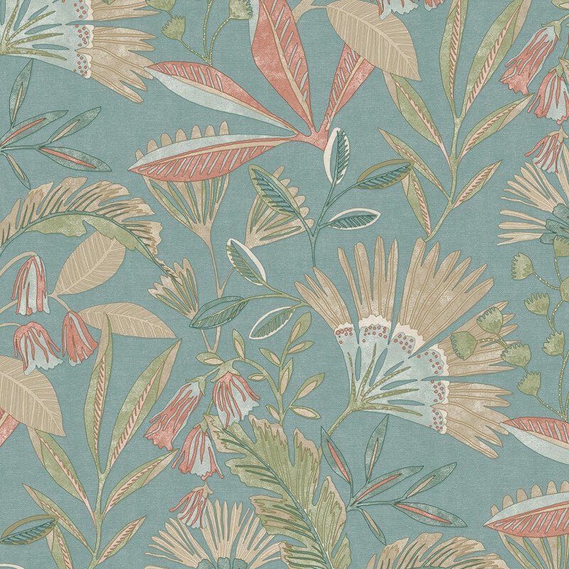 Ciara Matisse Tropical Floral Wallpaper - Blue Multi - Grandeco - A63802Wallpaper199