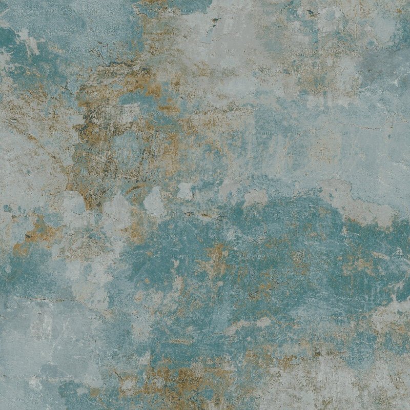 Ciara Old Town Concrete Effect Wallpaper - Teal/Gold - Grandeco - A63103Wallpaper199