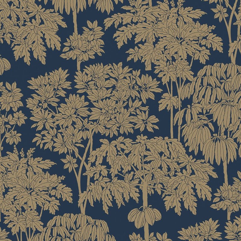 Ciara Tonal Trees Wallpaper - Blue/Gold - Grandeco - A63404Wallpaper199