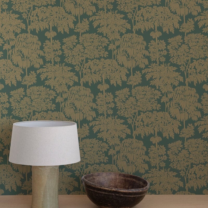 Ciara Tonal Trees Wallpaper - Green/Gold - Grandeco - A63403Wallpaper199