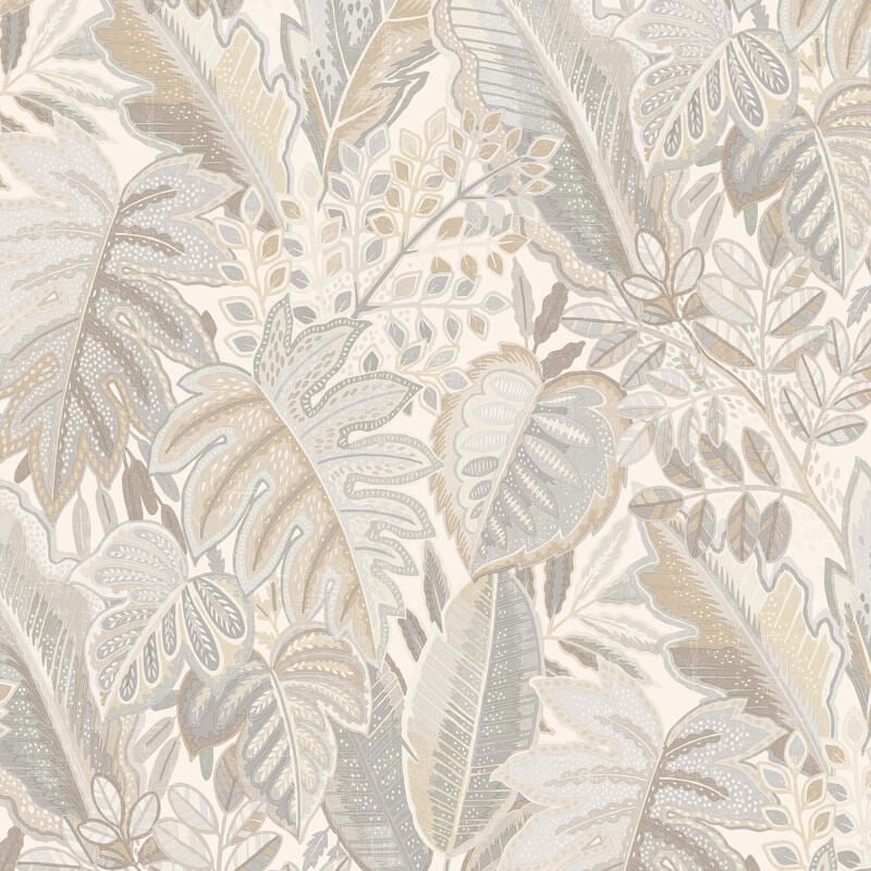 Ciara Tribal Leaf Wallpaper - Beige/Grey - Grandeco - A58402Wallpaper199