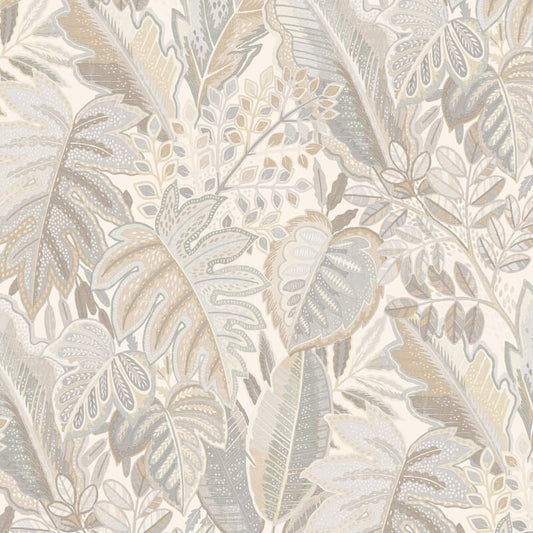 Ciara Tribal Leaf Wallpaper - Beige/Grey - Grandeco - A58402Wallpaper199