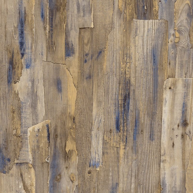 Ciara Wooden Wall Wallpaper - Natural/Blue - Grandeco - A62802Wallpaper199