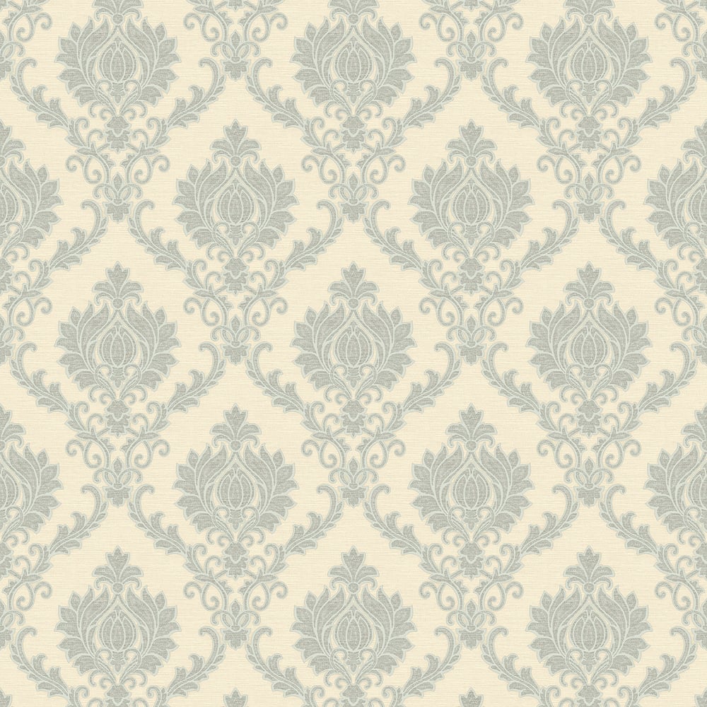 Classic Italian Delicate Damask Wallpaper - Blue/Cream - Galerie - 23646Wallpaper199