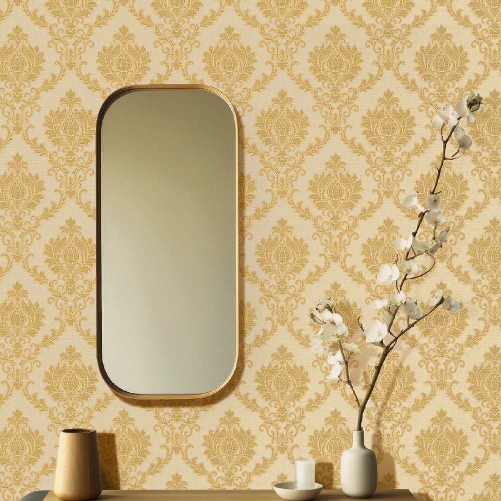 Classic Italian Delicate Damask Wallpaper - Gold - Galerie - 23642Wallpaper199