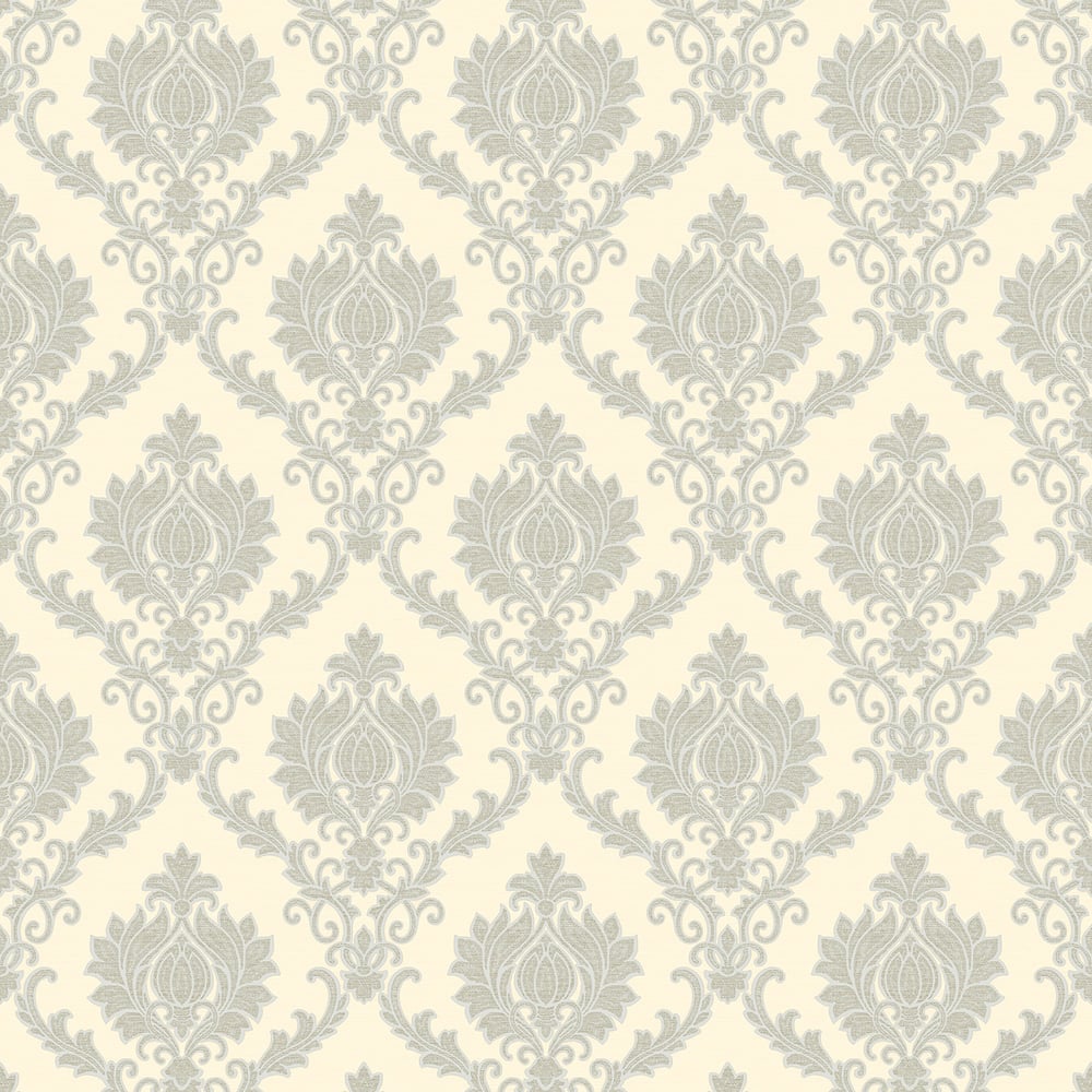 Classic Italian Delicate Damask Wallpaper - Silver/Ivory - Galerie - 23641Wallpaper199