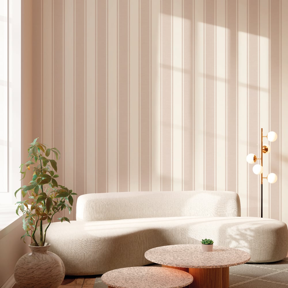 Classic Italian Elegant Stripe Wallpaper - Pink/Cream - Galerie - 23674Wallpaper199