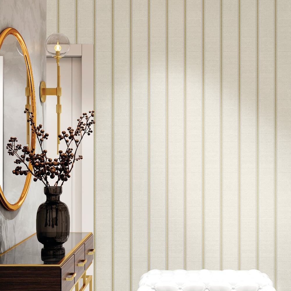 Classic Italian Fascia Vintage Stripe Wallpaper - Beige Gold - Galerie - 25762Wallpaper199