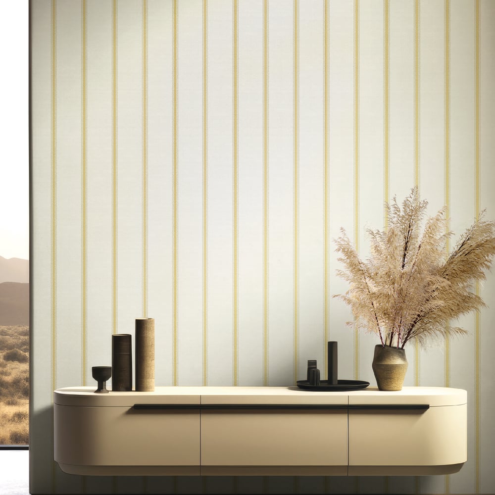 Classic Italian Fascia Vintage Stripe Wallpaper - Silver Gold - Galerie - 25763Wallpaper199