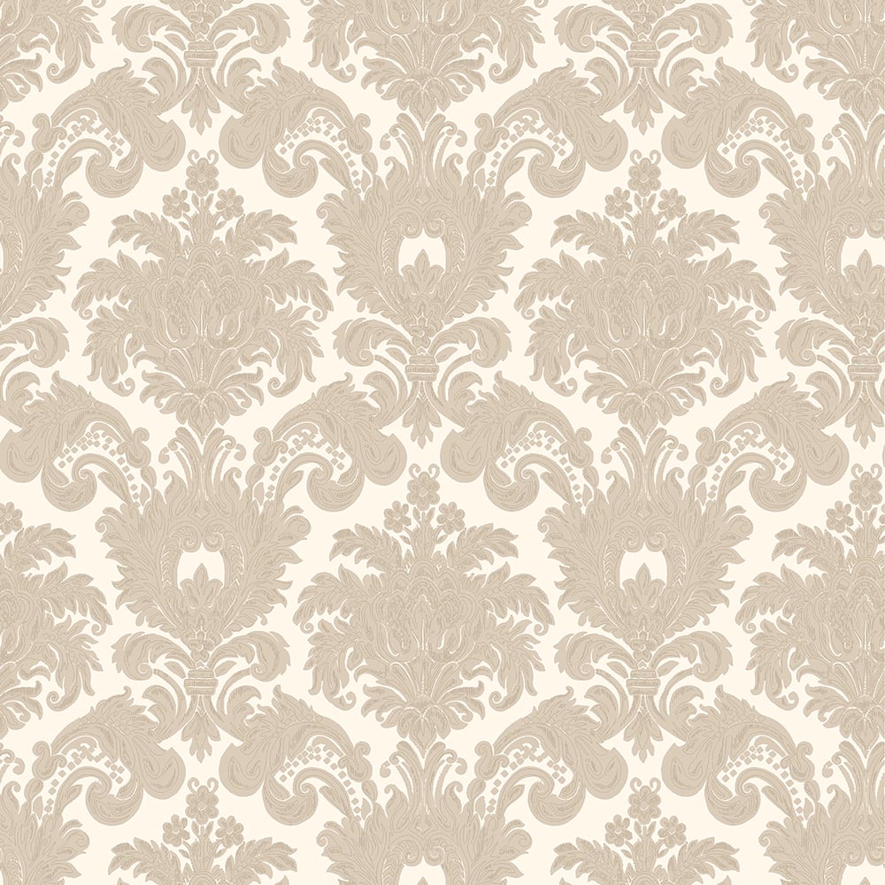 Classic Italian Scrolling Damask Wallpaper - Beige/Cream - Galerie - 23613Wallpaper199