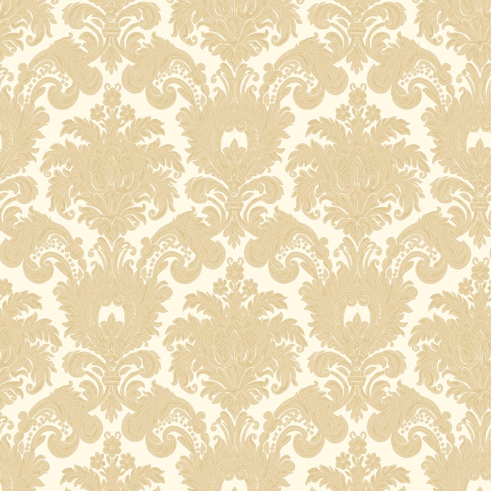Classic Italian Scrolling Damask Wallpaper - Gold/Cream - Galerie - 23612Wallpaper199