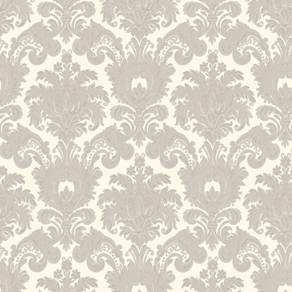 Classic Italian Scrolling Damask Wallpaper - Silver/Ivory - Galerie - 23611Wallpaper199