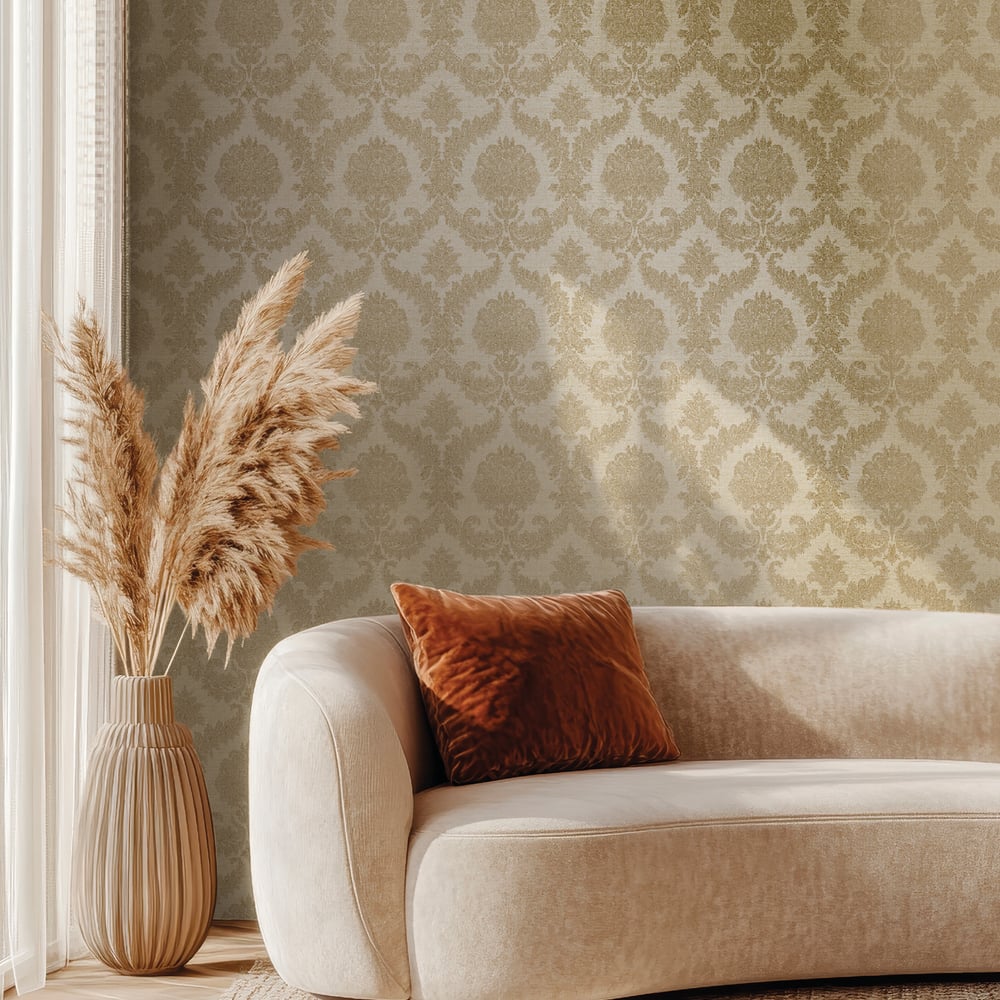 Classic Italian Traditional Damask Wallpaper - Beige - Galerie - 25722Wallpaper199