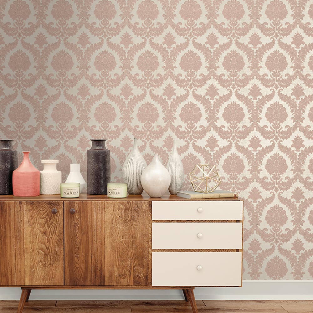 Classic Italian Traditional Damask Wallpaper - Pink - Galerie - 25724Wallpaper199