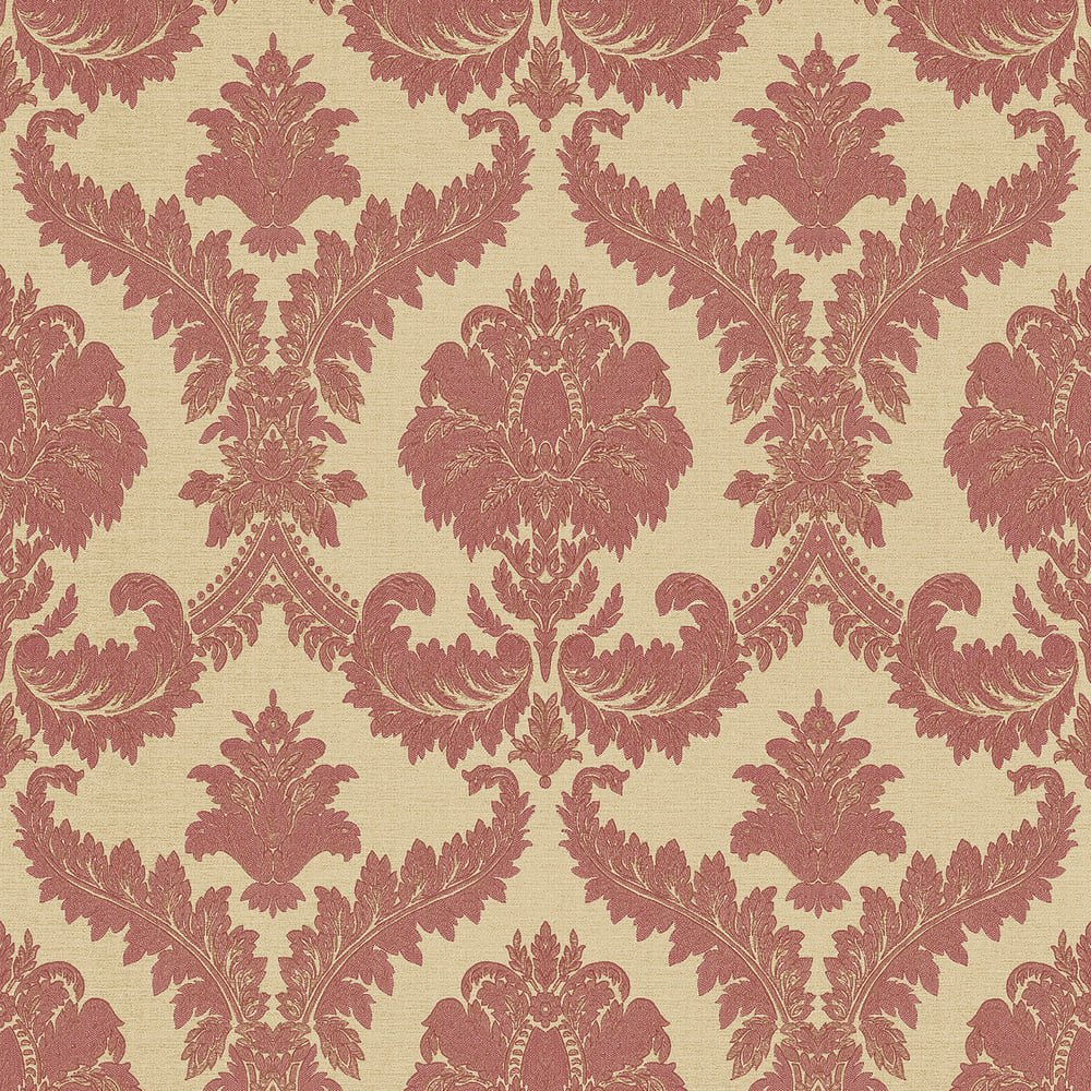 Classic Italian Traditional Damask Wallpaper - Red/Beige - Galerie - 23608Wallpaper199