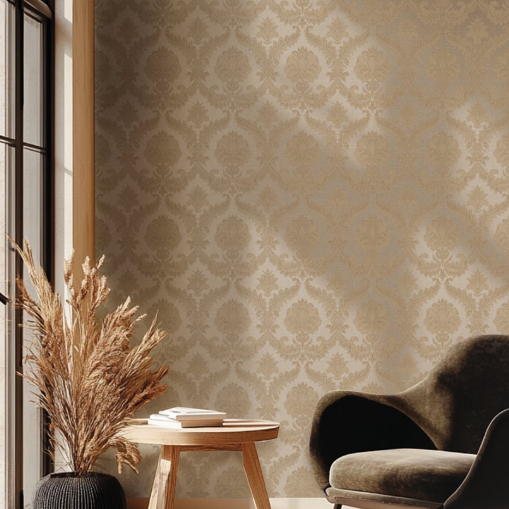 Classic Italian Traditional Damask Wallpaper - Sand - Galerie - 25728Wallpaper199