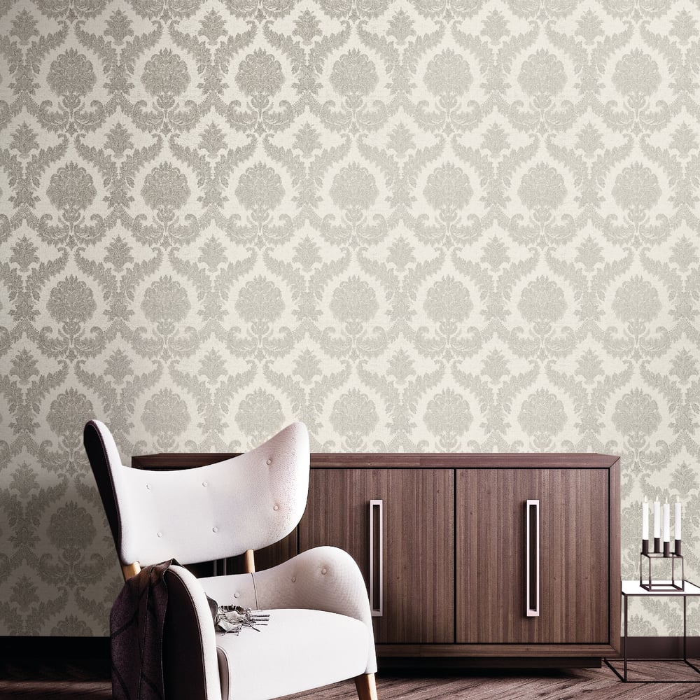 Classic Italian Traditional Damask Wallpaper - Silver - Galerie - 23601Wallpaper199