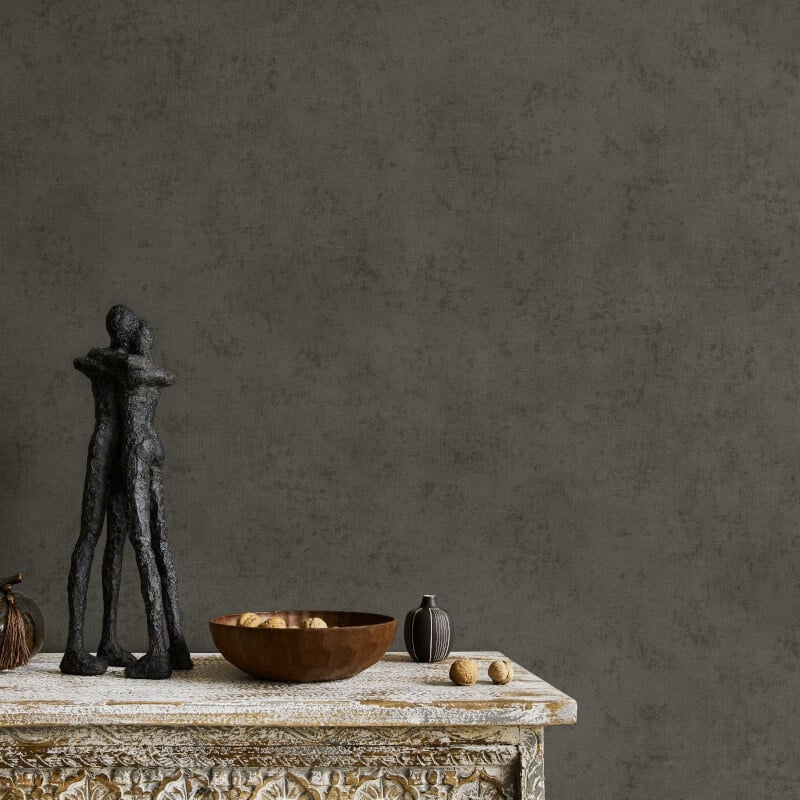 Concrete Texture Metallic Wallpaper - Dark Grey - Elle Decoration - 10438 - 37Wallpaper199