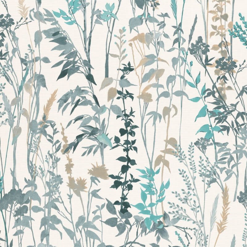 Cottage Leaf Meadow Wallpaper - Teal/Grey - Erismann - 10258 - 18Wallpaper199