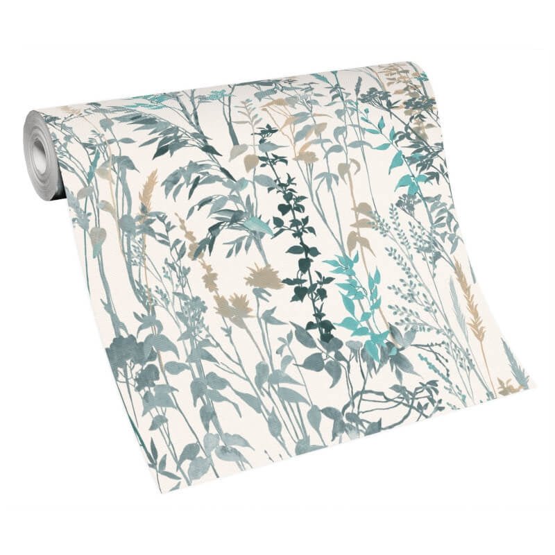 Cottage Leaf Meadow Wallpaper - Teal/Grey - Erismann - 10258 - 18Wallpaper199
