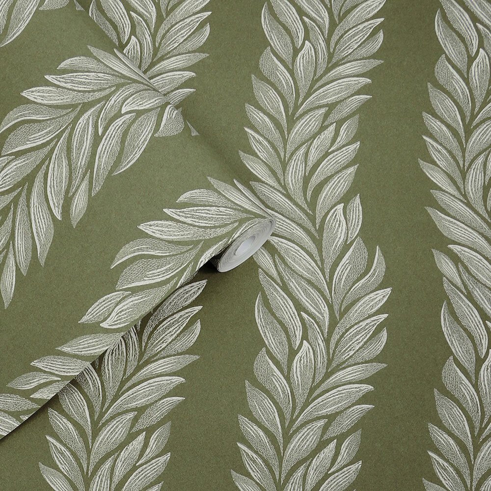 Coulderton Leaves Wallpaper - Olive Green - Laura Ashley - 140321Wallpaper199
