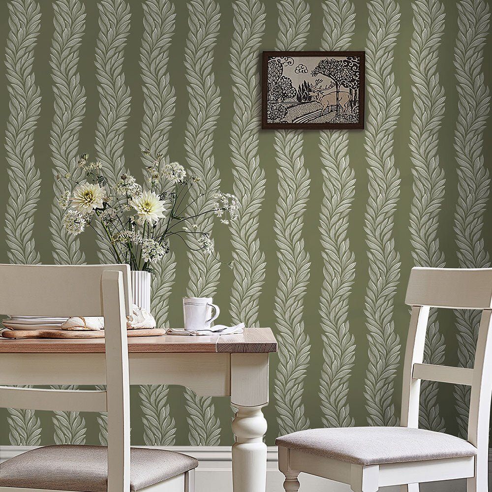 Coulderton Leaves Wallpaper - Olive Green - Laura Ashley - 140321Wallpaper199