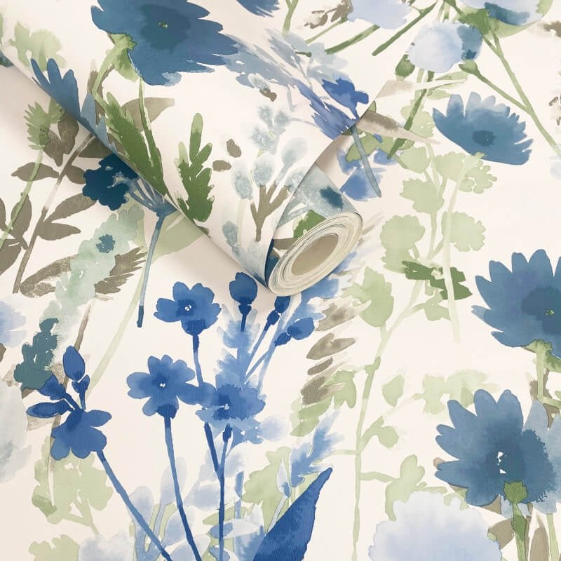 Countryside Floral Wallpaper - Blue - Catherine Lansfield - 206543Wallpaper199