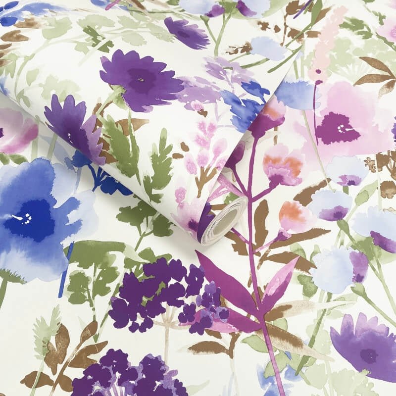 Countryside Floral Wallpaper - Pink/Blue - Catherine Lansfield - 206541Wallpaper199
