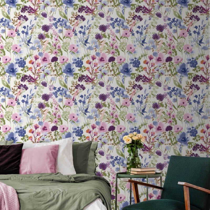 Countryside Floral Wallpaper - Pink/Blue - Catherine Lansfield - 206541Wallpaper199