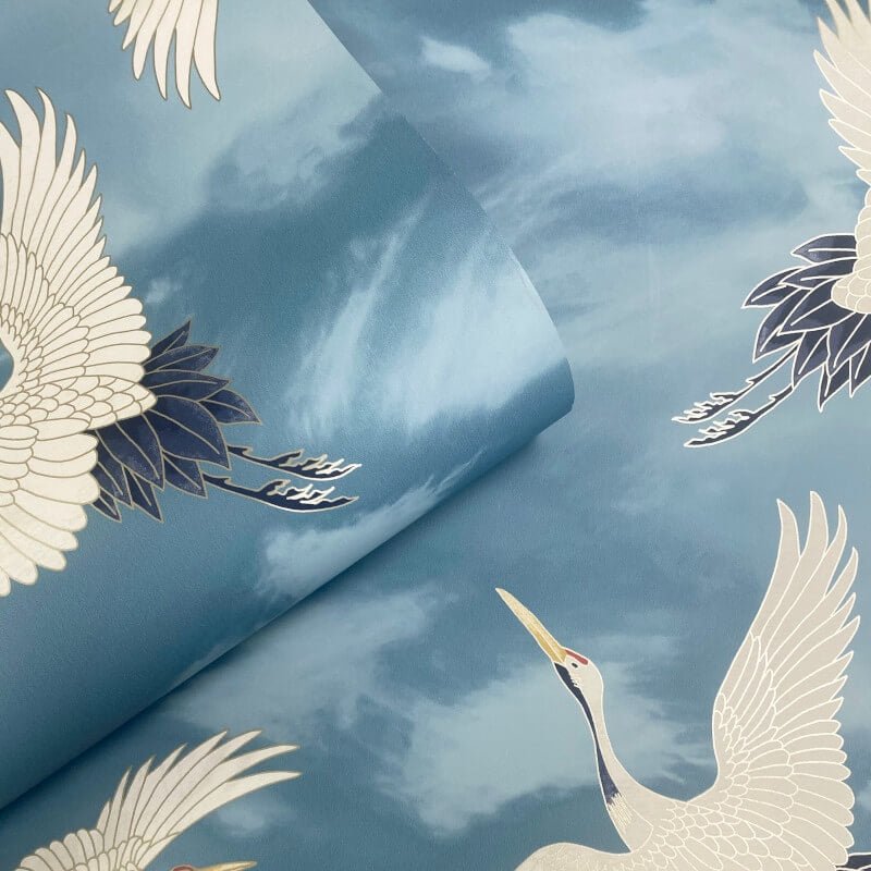 Cranes Metallic Wallpaper - Blue - Catherine Lansfield - 206513Wallpaper199