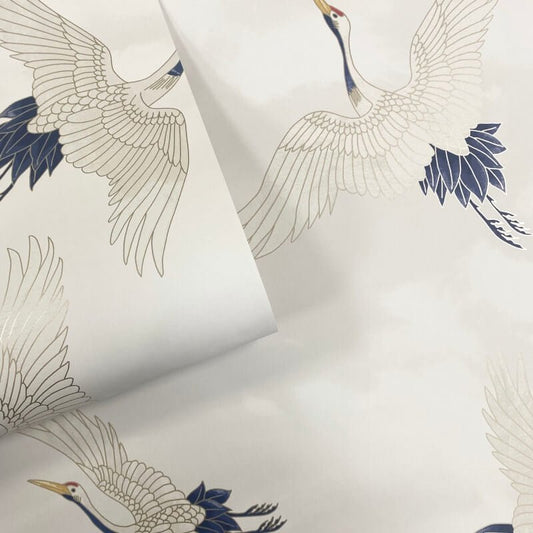 Cranes Metallic Wallpaper - White - Catherine Lansfield - 206511Wallpaper199