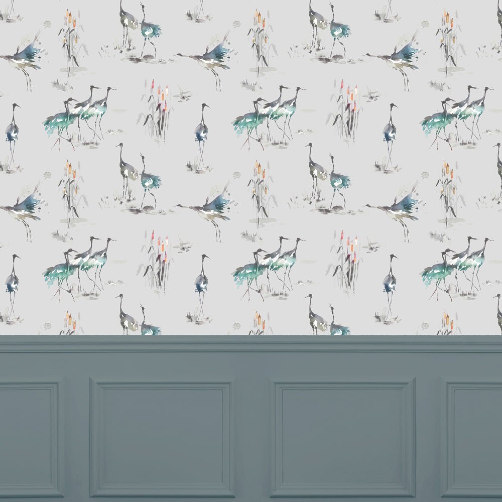 Cranes Wallpaper - Cobalt - Voyage Maison - CRANES/WPO/COBWallpaper199
