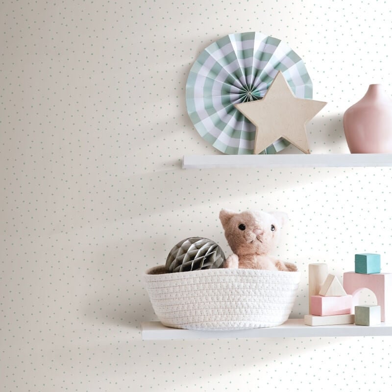 Dancing Polka Wallpaper - Seafoam - Hoopla Walls - HWA1320WWallpaper199