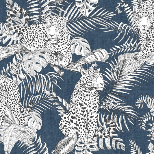 Darcy James Mamboa Leopard Wallpaper - Blue - Muriva - 173523Wallpaper199