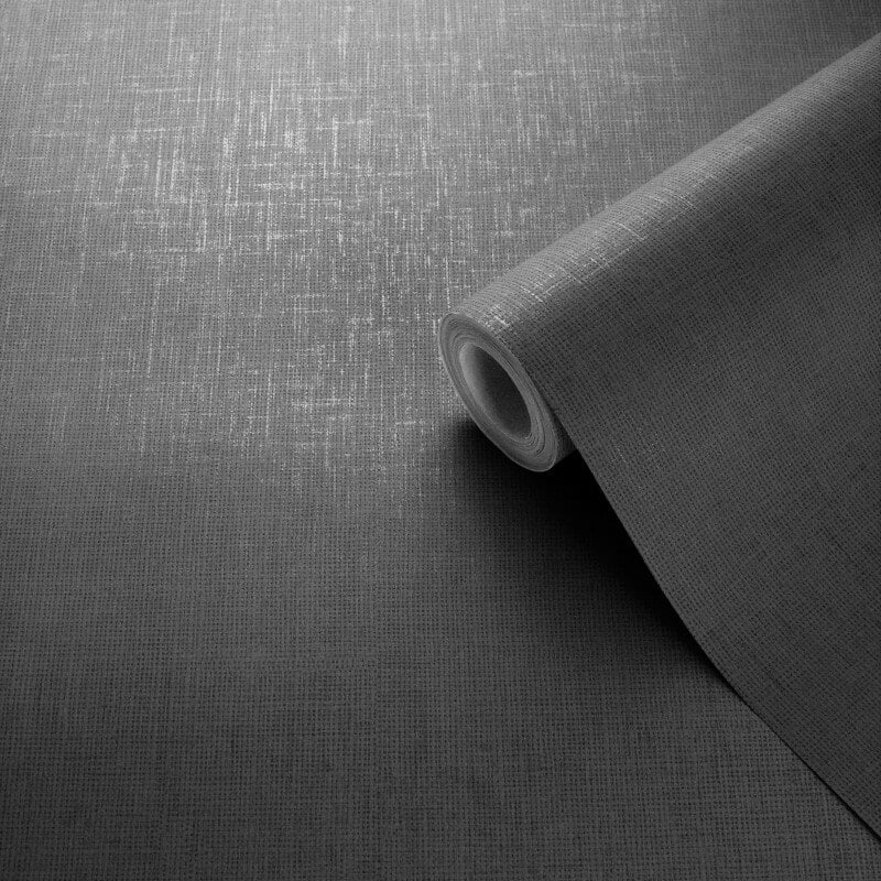 Darcy James Plain Linen Texture Wallpaper - Black - Muriva - 173535Wallpaper199
