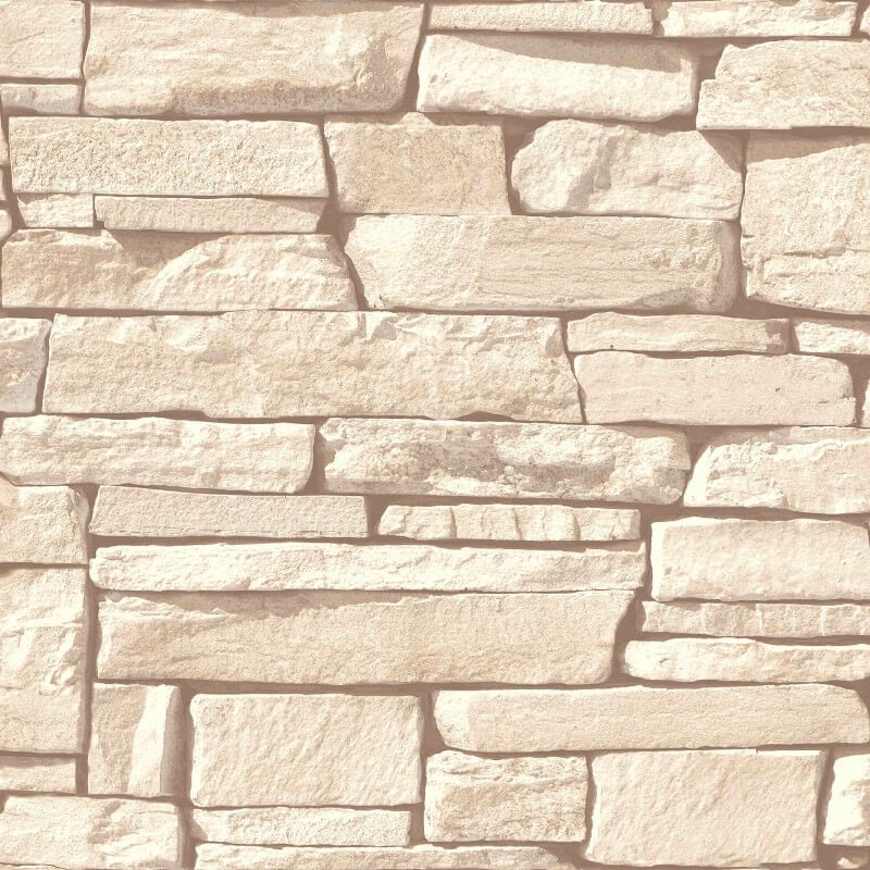Dax Stone Effect Wallpaper - Natural - Grandeco - 115403Wallpaper199